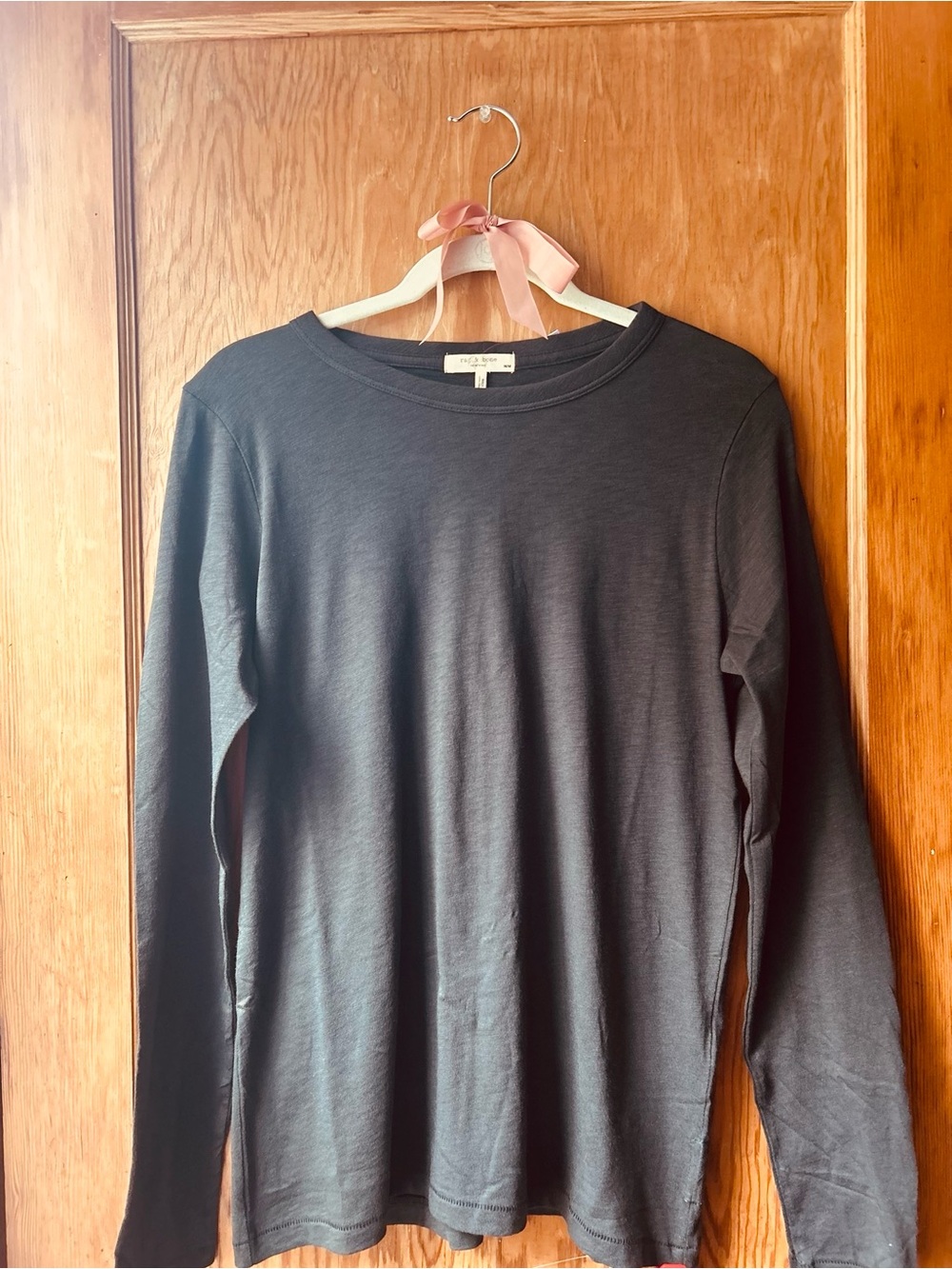 rag & bone The Slub Long Sleeve Organic Cotton Tee Black Medium